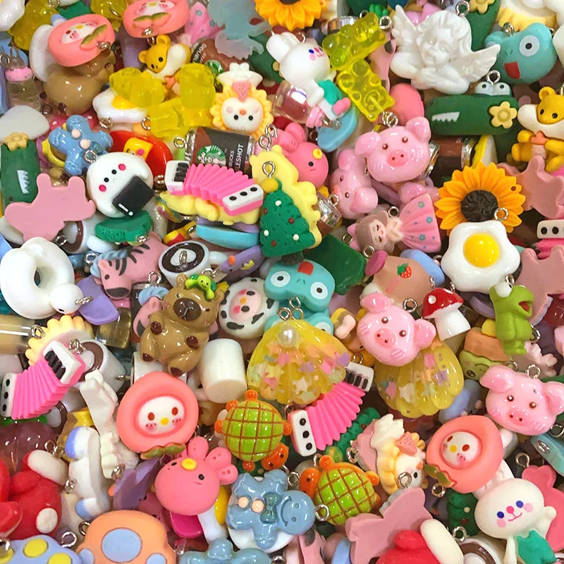 100/200/300pcs Random Mix Animal Food Resin Charms Bulk Wholesale Coffee Cup Bottle Charm For Earring Phone Chain Diy Jewelry