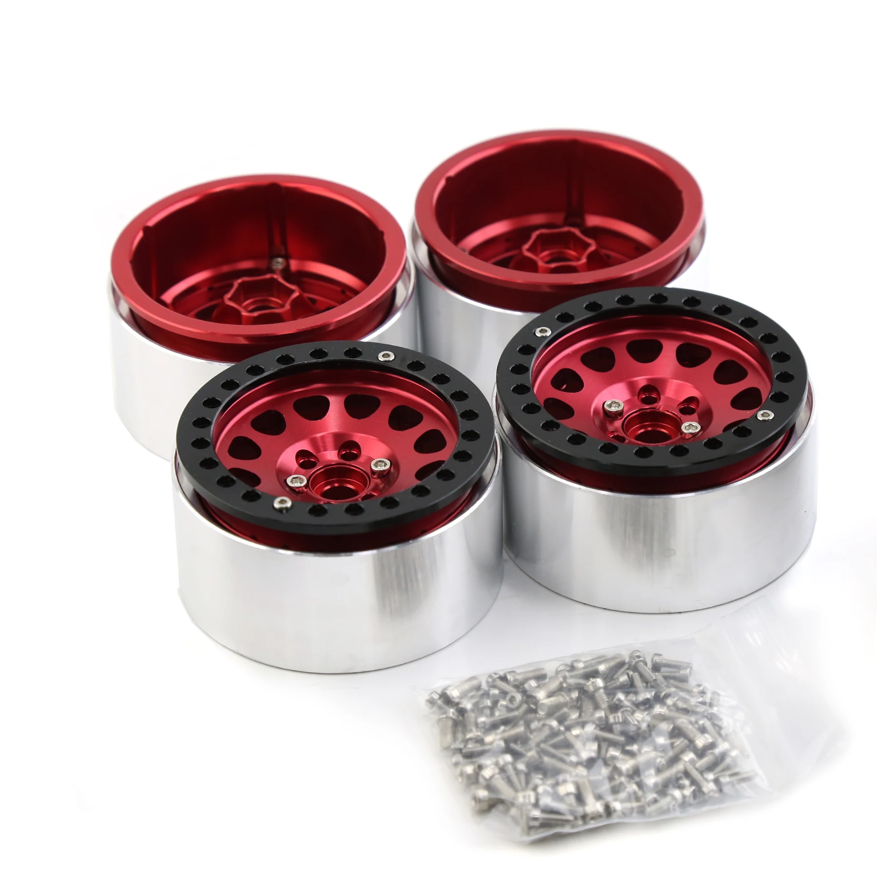 Llanta Beadlock de Metal para coche teledirigido, 4 piezas, 2,2 pulgadas, para Axial SCX10 Wraith Capra RR10 RBX10 Traxxas TRX4 D90, 1/10