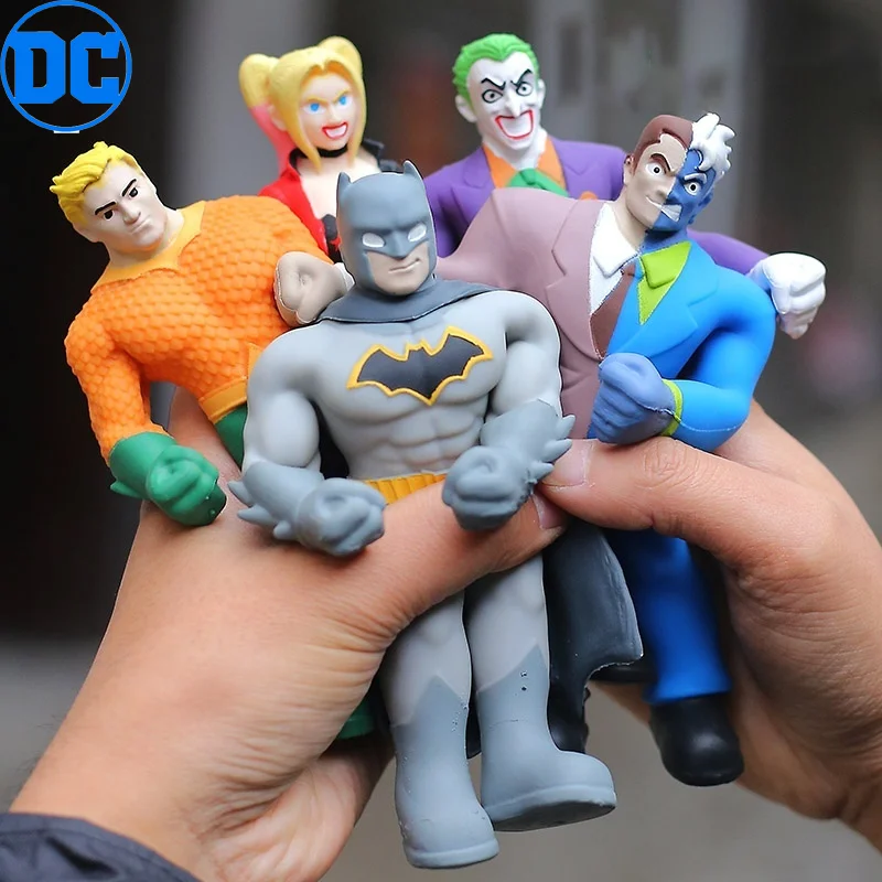 Nuevas y genuinas figuras de acero Dc Justice League Batman Flash Superman, juguetes de vinilo suave para niños, modelo elástico, muñecas elásticas, regalo de cumpleaños