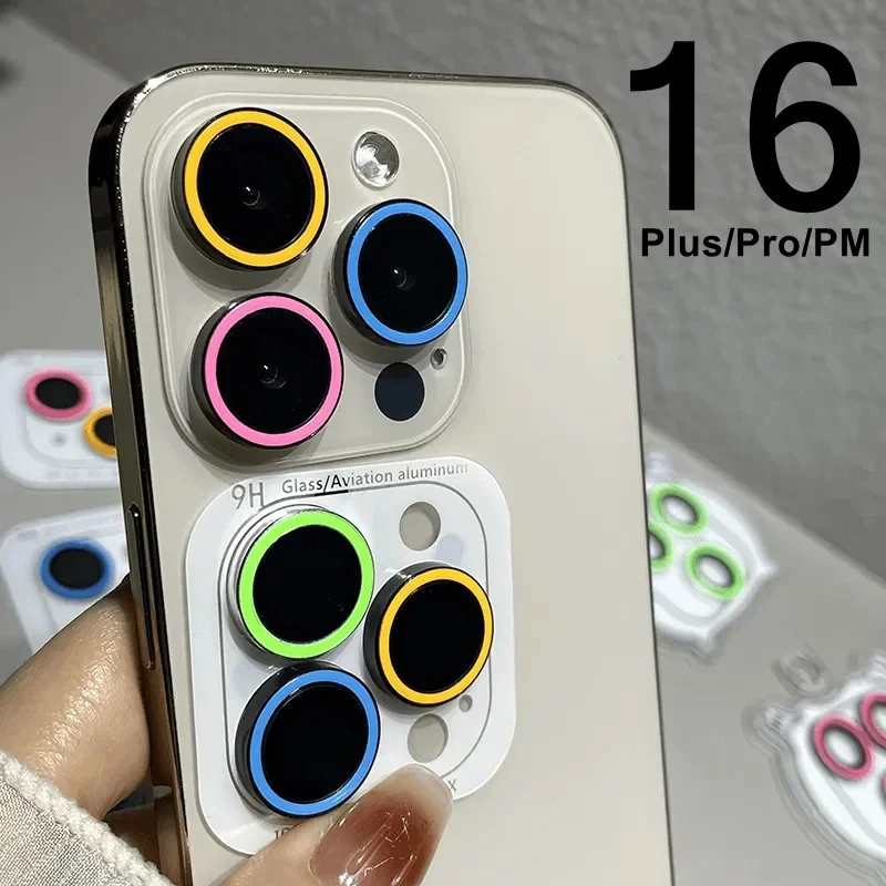 Luminous Ceramic Camera Protector For iPhone 16 Pro Max Plus Lens Film Ring Anti-Scratch Tempered Glass Glowing Protective Cap