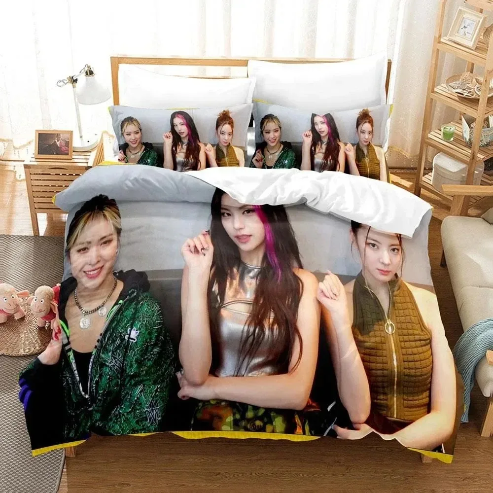 

3D Print Kpop Group ITZY Bedding Set Double Twin King Duvet Cover Comforter Pillowcase Boys Girls Adults Bedroom