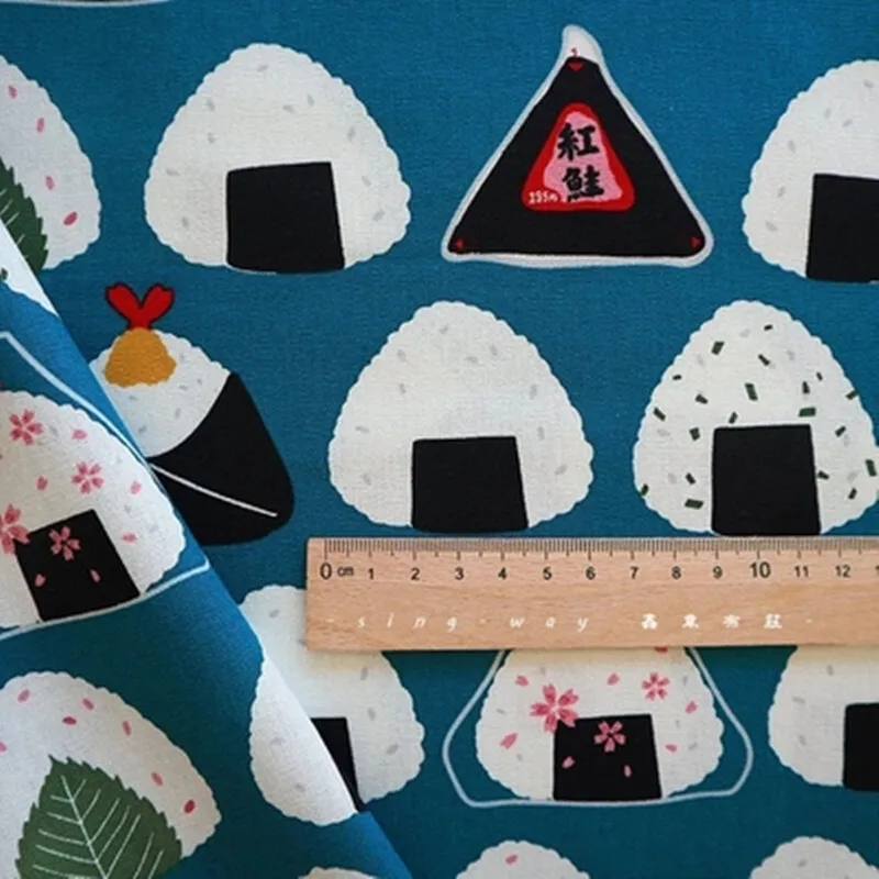 Thick Cotton Fabric with Rice Ball Print, Handmade DIY, Bag, Table Cloth, Sewing, 100% Cotton, Cute Style, CR-1726