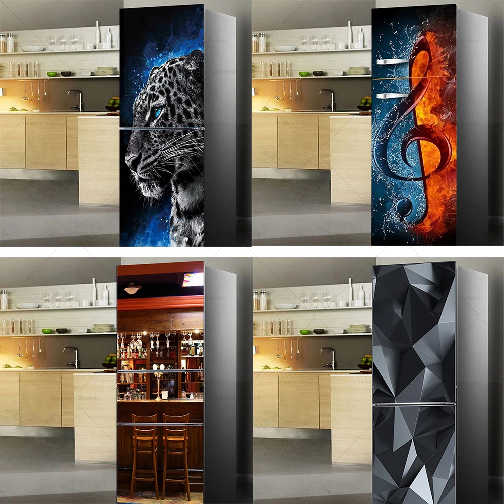 Prestige Refrigerator Stickers Vinyl PVC Waterproof Self-adhesive Wallpaper Kitchen Refrigerator Landscaping Decorative Stickers