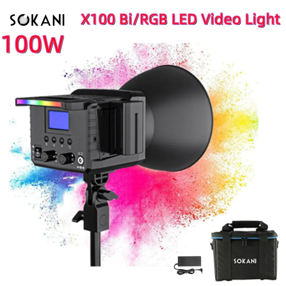 Sokani x100 rgb led luz de vídeo 100w luz de fotografia de preenchimento com bluetooth app studio photo lamp câmera luz para fotografar