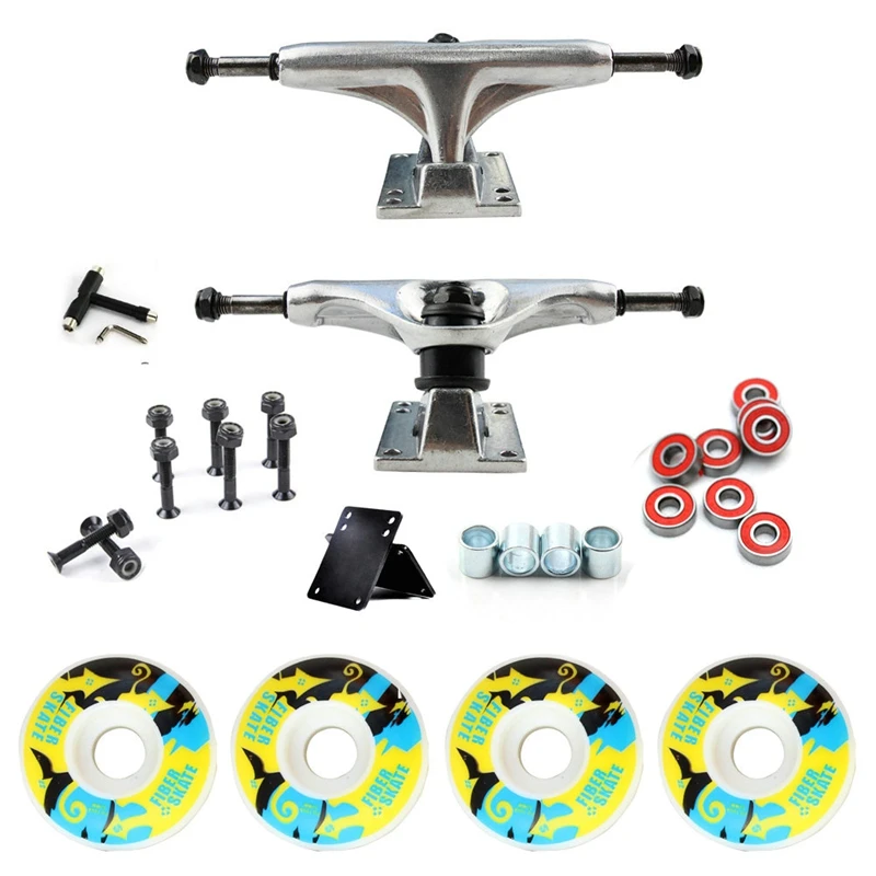 

NEW-52Mmx30mm Skateboard Wheels And 5Inch Skateboard Truck Bearings Hard Wares Rubber Gasket 95A Printing PU Wheels