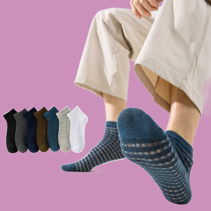 5/10 Pairs Mesh Sports Crystal Stockings Shallow Mouth High Quality Boat Socks Sweat-absorbing Men's Air Conditioning Socks