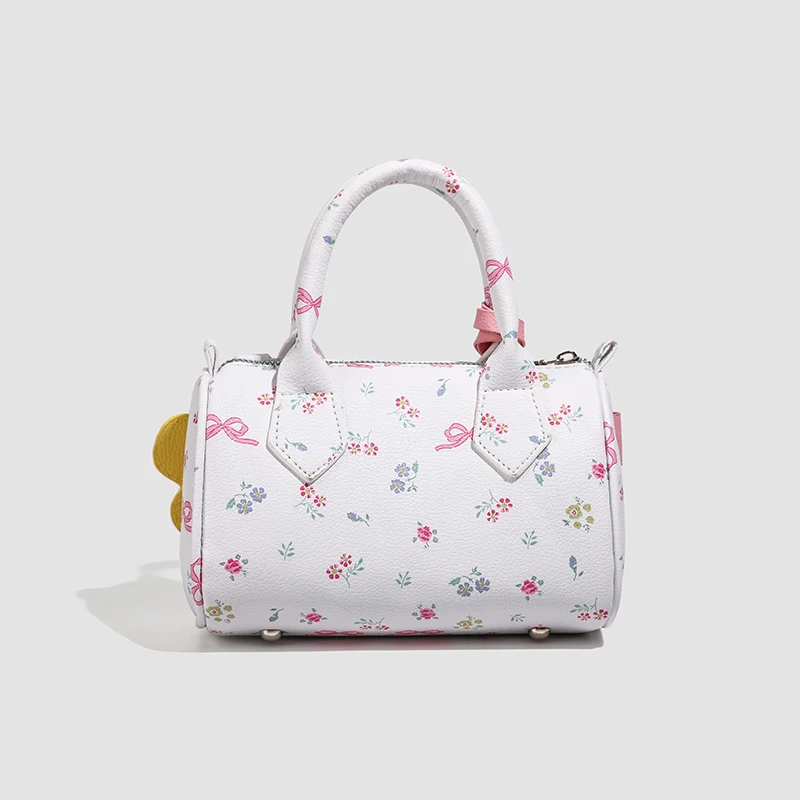 new elegant mini mini three-color multifunctional Boston handbag small flower portable women's cute pouch with bow accessories