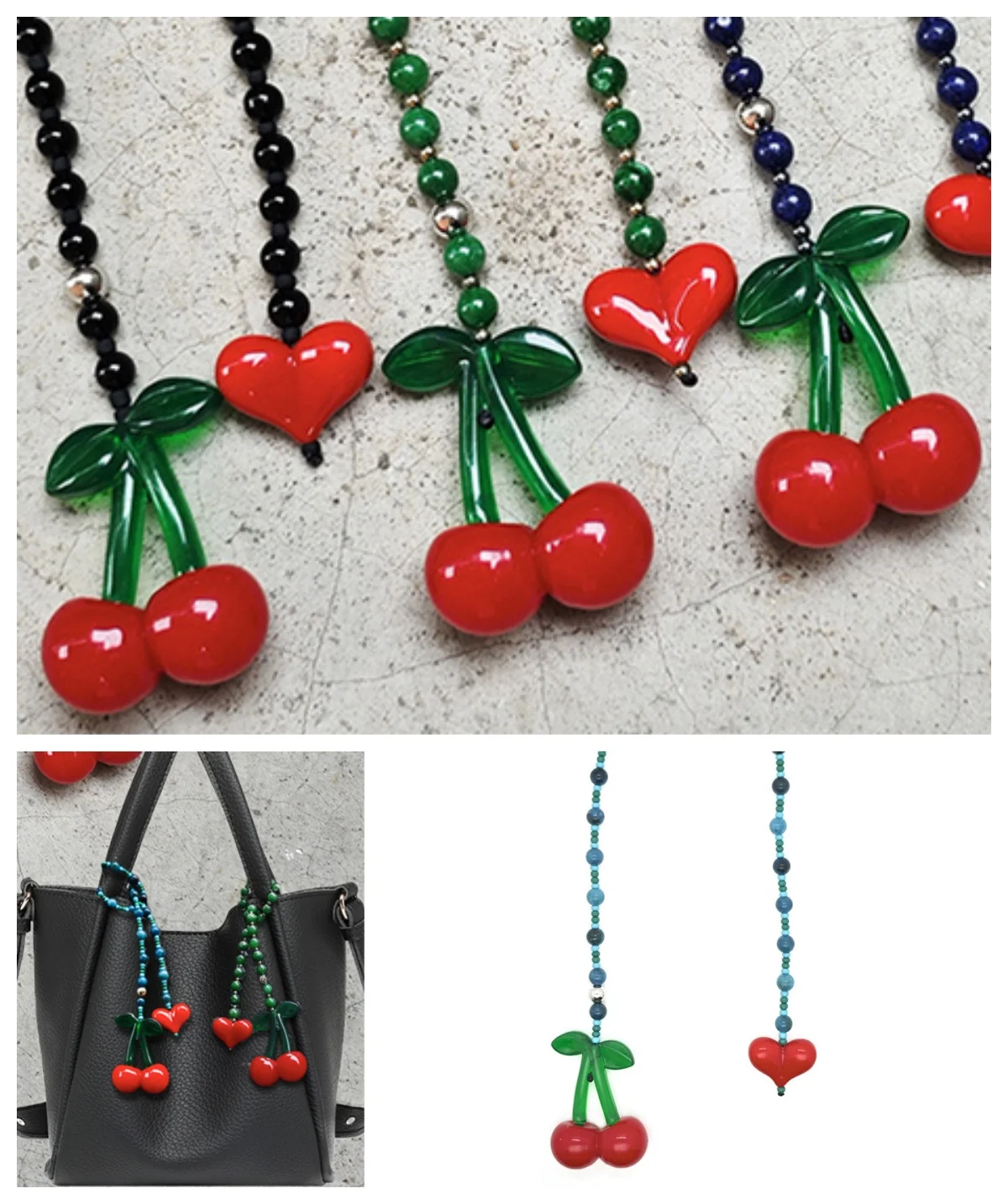

Bag Decor Bead Chain Cute Hanging Chain Bag Ornaments Useful Pendant Cherry Decor Pendant Nature Items Colorful Love Pendant