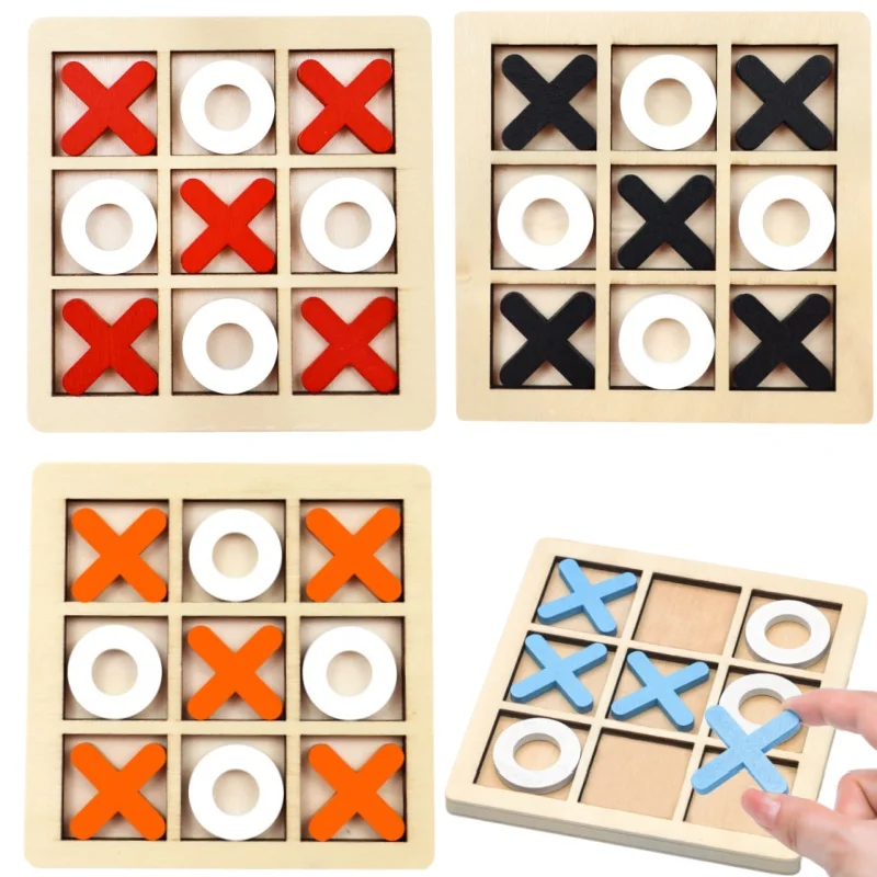 Wooden Tic Tac Toe Board Game Toys Interaction Puzzle Chess Family Fun and Backyard Entertainment Early Educational Montessori view 2