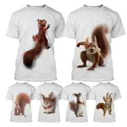 2024 Summer New 3D Printed Squirrel Graphics Interesting T-shirt Casual Fashion Short-sleeved Short-sleeved Large Size Loose Top