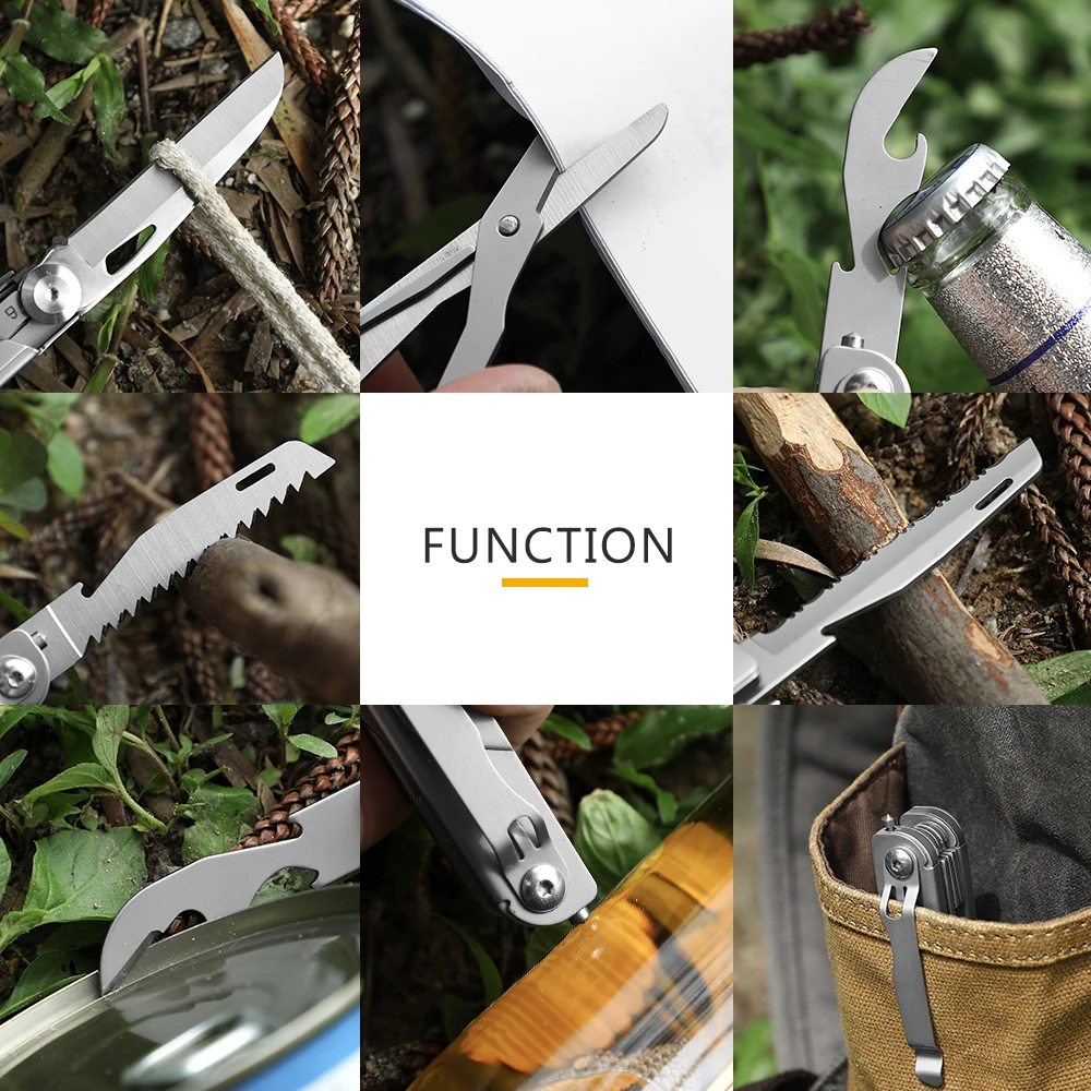 Pocket knife Multi-purpose tool for camping survival indoor and outdoor activities with corkscrew screwdriver Scissors saw