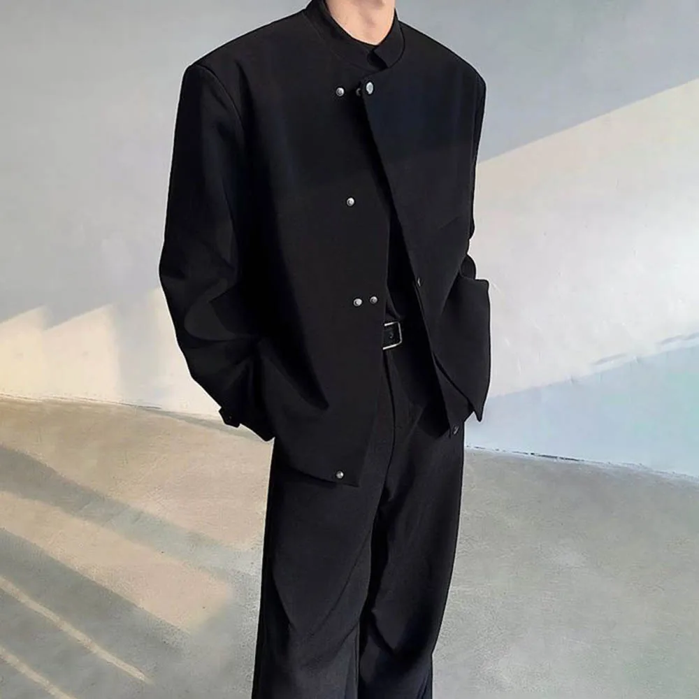 

Осенняя новая мужская куртка с косой планкой и длинными рукавами, китайская ретро-модная тенденция, свободные повседневные нишевые мужские топы High Street