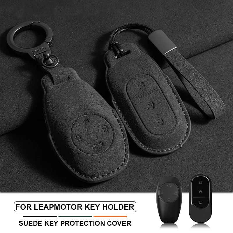 

3/4 Buttons Car Smart Remote Key Case Cover For Leapmotor T03 S01 C11 Auto Key Shell Fob Protector Suede Keychain Accessories