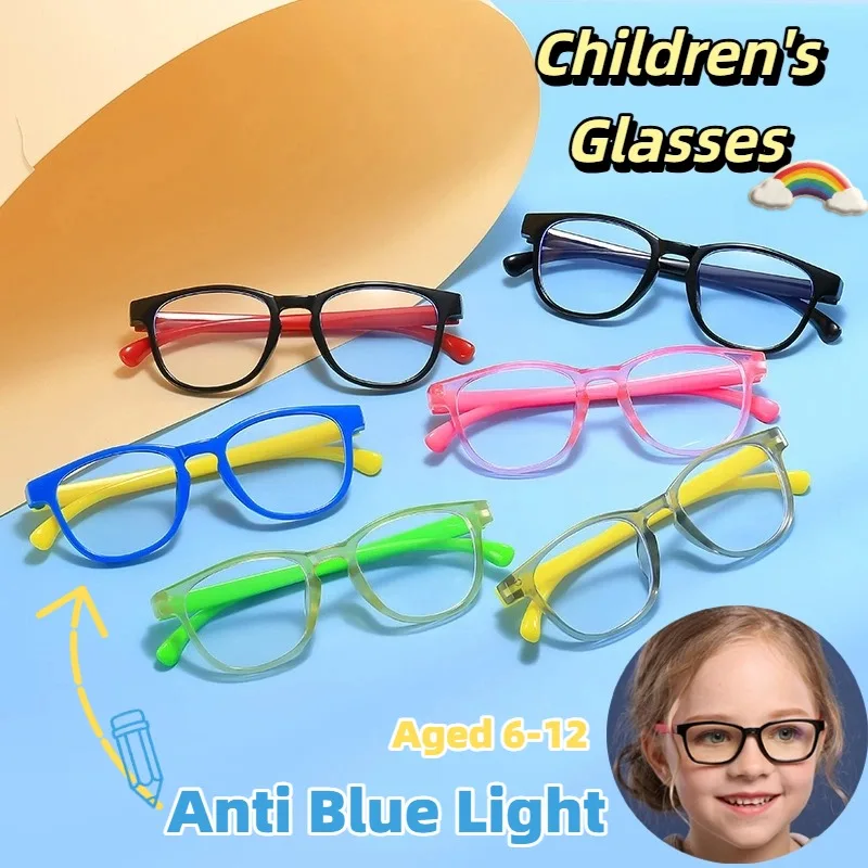 Neue farblich passende Kinderbrille, Anti-Blaulicht-Brille, Computerbrille, Jungen- und Mädchenbrille, Geschenk für Kinder im Alter von 6–12 Jahren