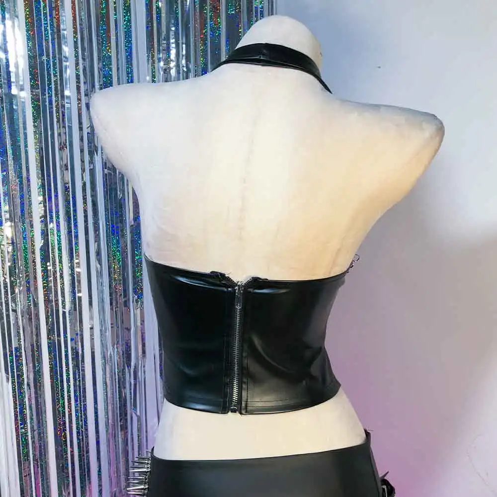 Kawaii Hip Hop Cyber Harajuku Eco Emo Hand Made Y2K TOPS Grunge 90s Punk Rock Gothic Tank DIY Teen E-Girls Club Wear Chain Goth