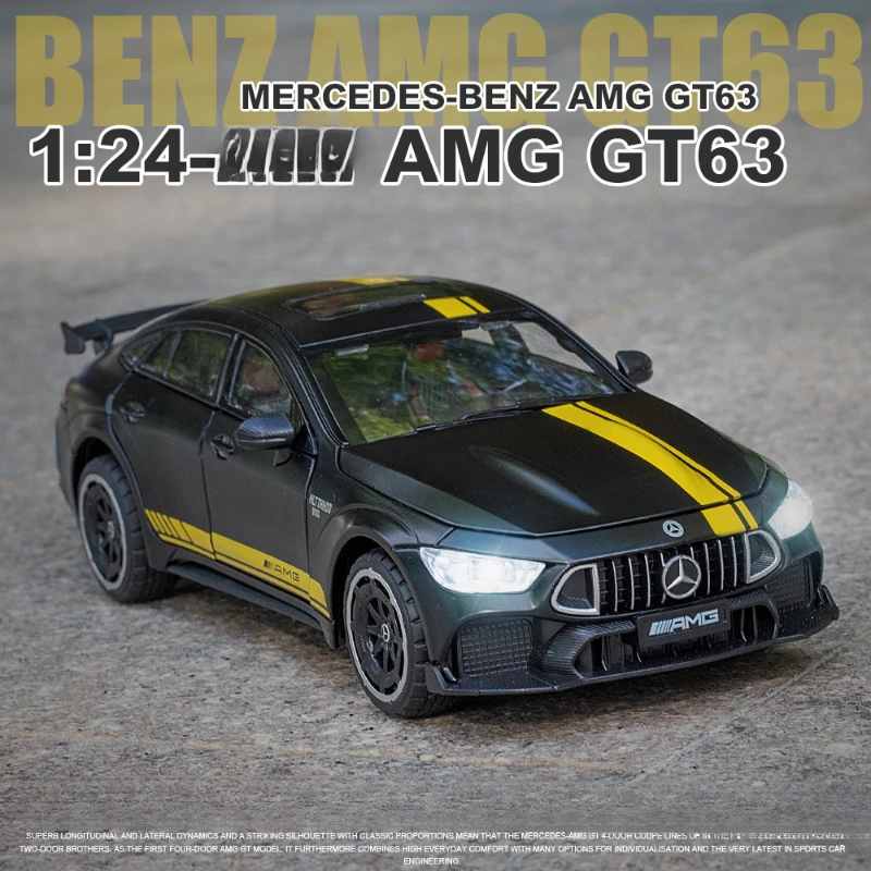 1:24 Mercedes-Benz AMG GT63 Diecast Alloy Car Model Metal Toy With Sound Light Pull Back For Kid Children Collection A478