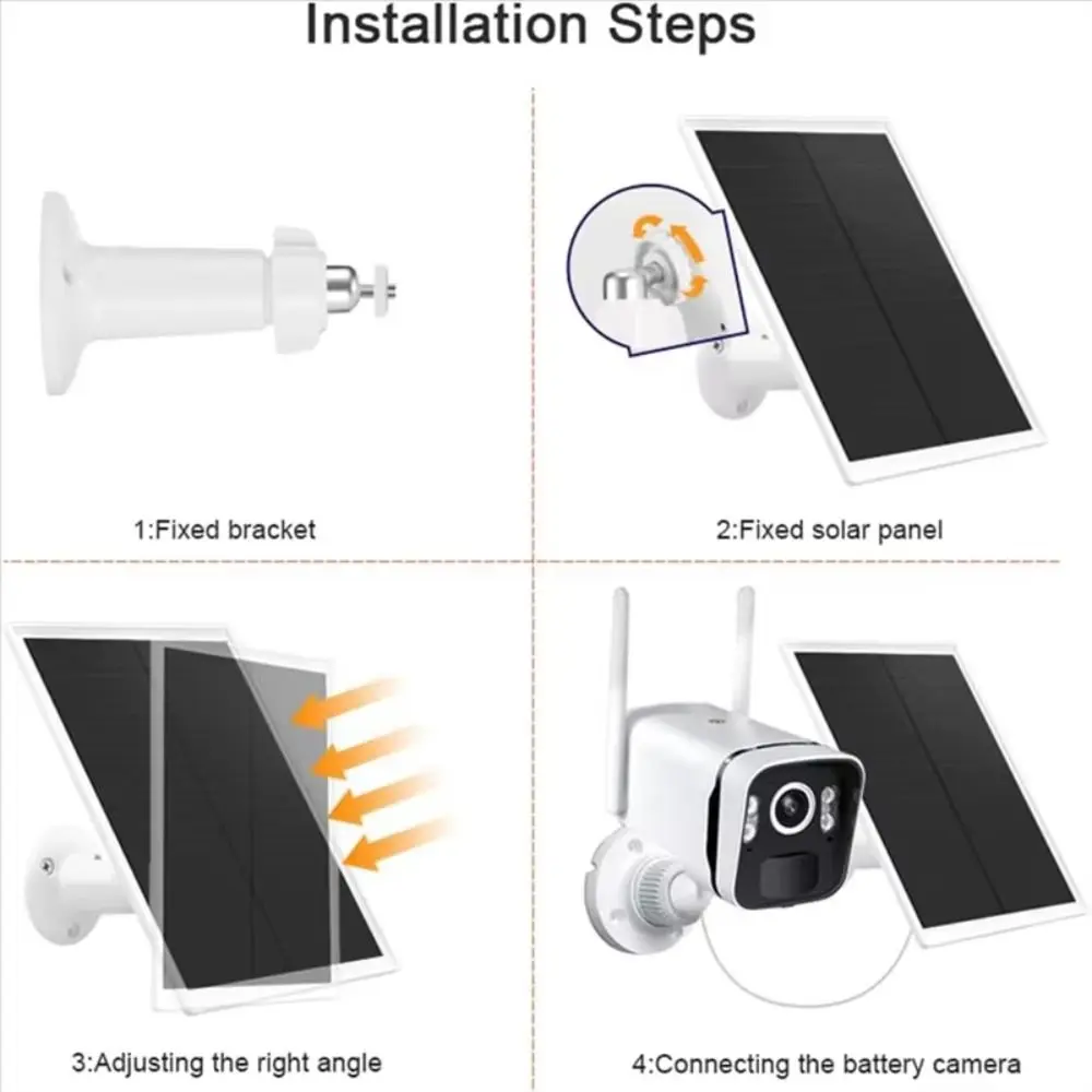 Waterproof Solar Panel Adjustable Fast Charging Solar Charger White PET Monocrystalline Solar Monitoring Panel Doorbell Camera