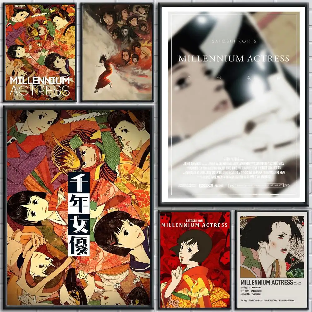 Classic Anime Millennium Actress Poster HD Self-Adhesive No Residue After Removal Ideal for All Kinds of Wall Decor