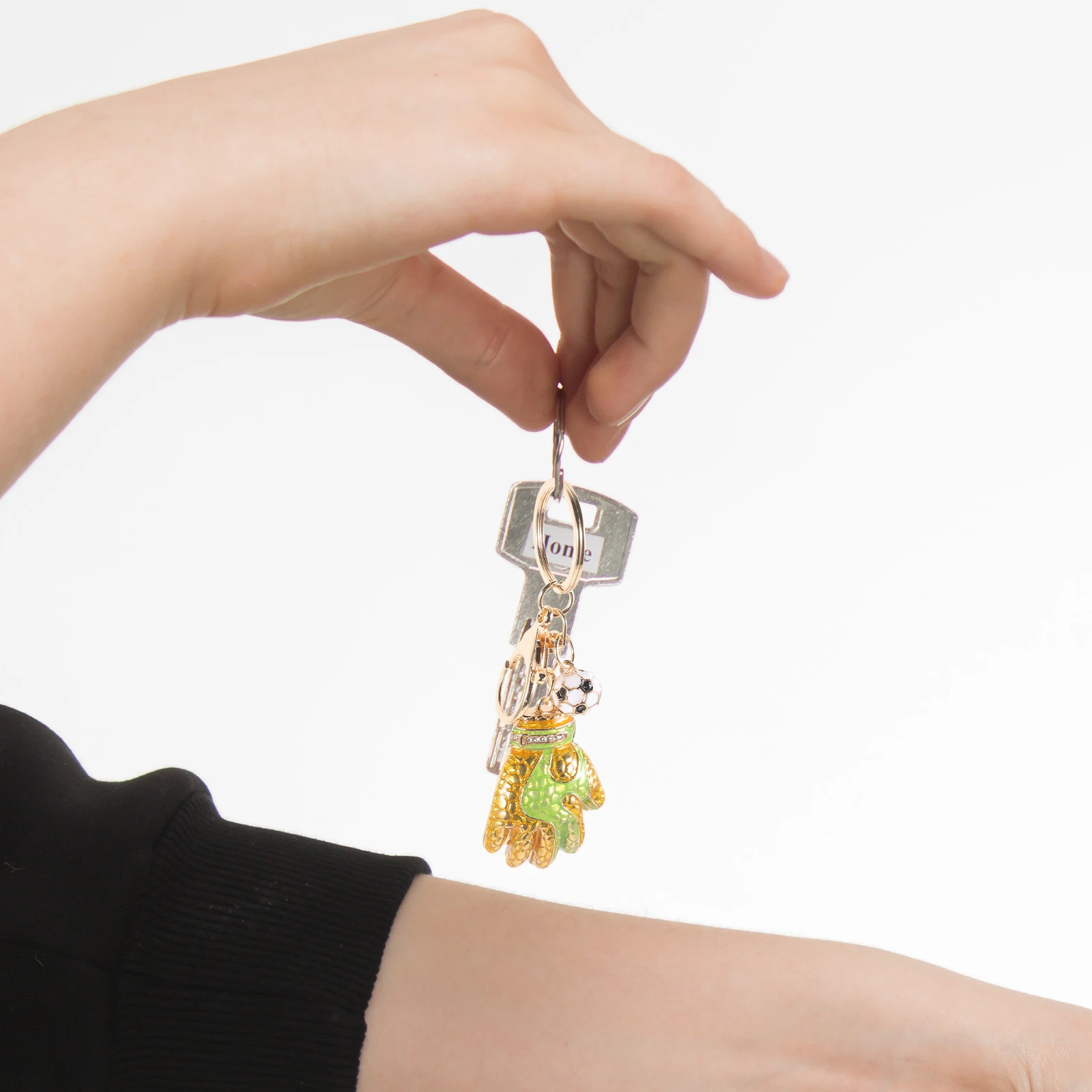 

Football Goalkeeper Gloves Keychain Compact Durable Glove Shaped Ring for Car Key Backpack Bag Purse Hanging Decoration