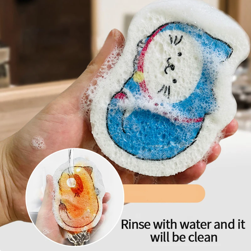 

Compressed Wood Pulp Sponge Non-stick Cartoon Dishwashing Sponges Magic Sponge Scouring Pad Kitchen Rag Wipe Cloth