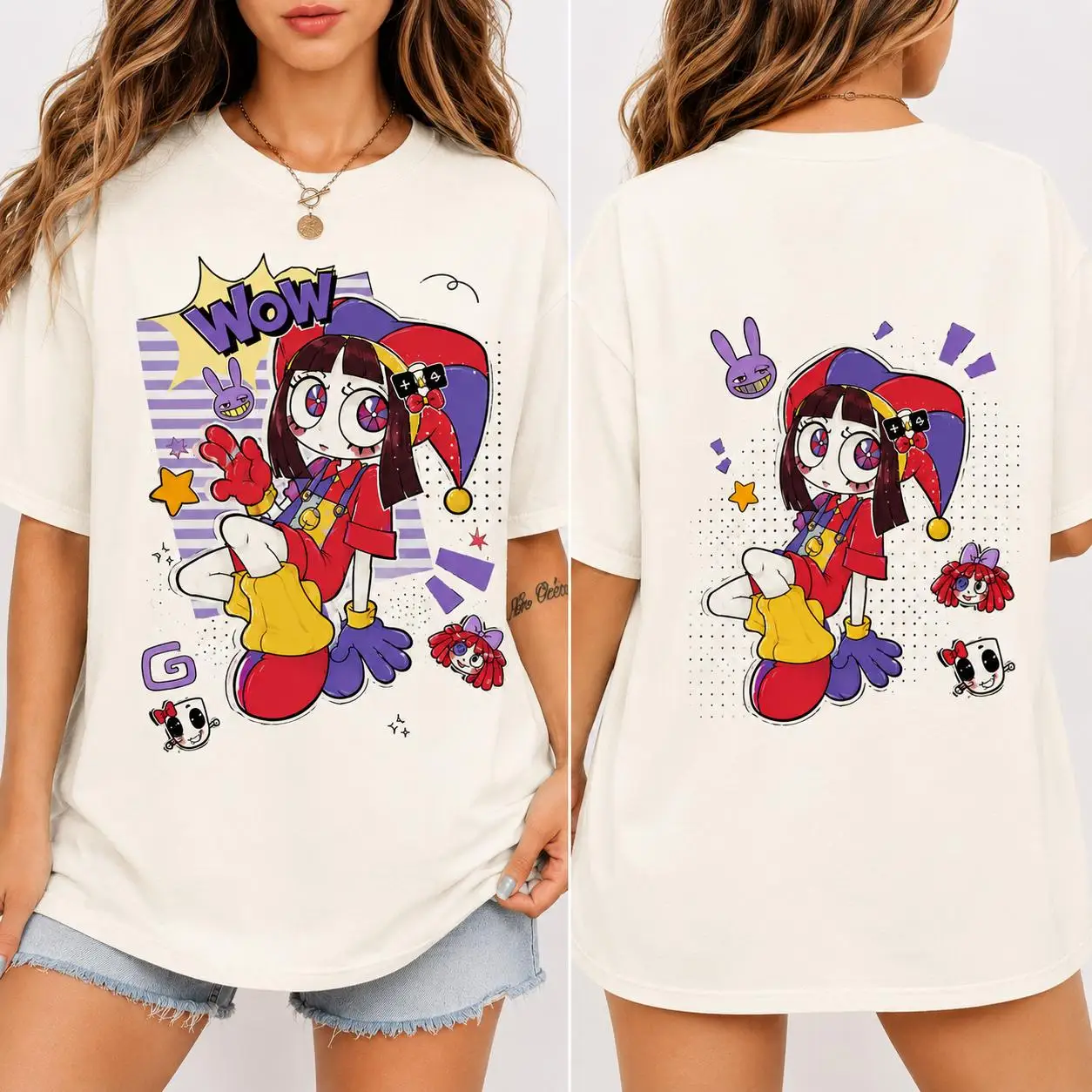 Magical Digital Circus Pomni Character Shirt Circus Character Shirt Anime Gift Boys and Girls Short Sleeved T-shirt