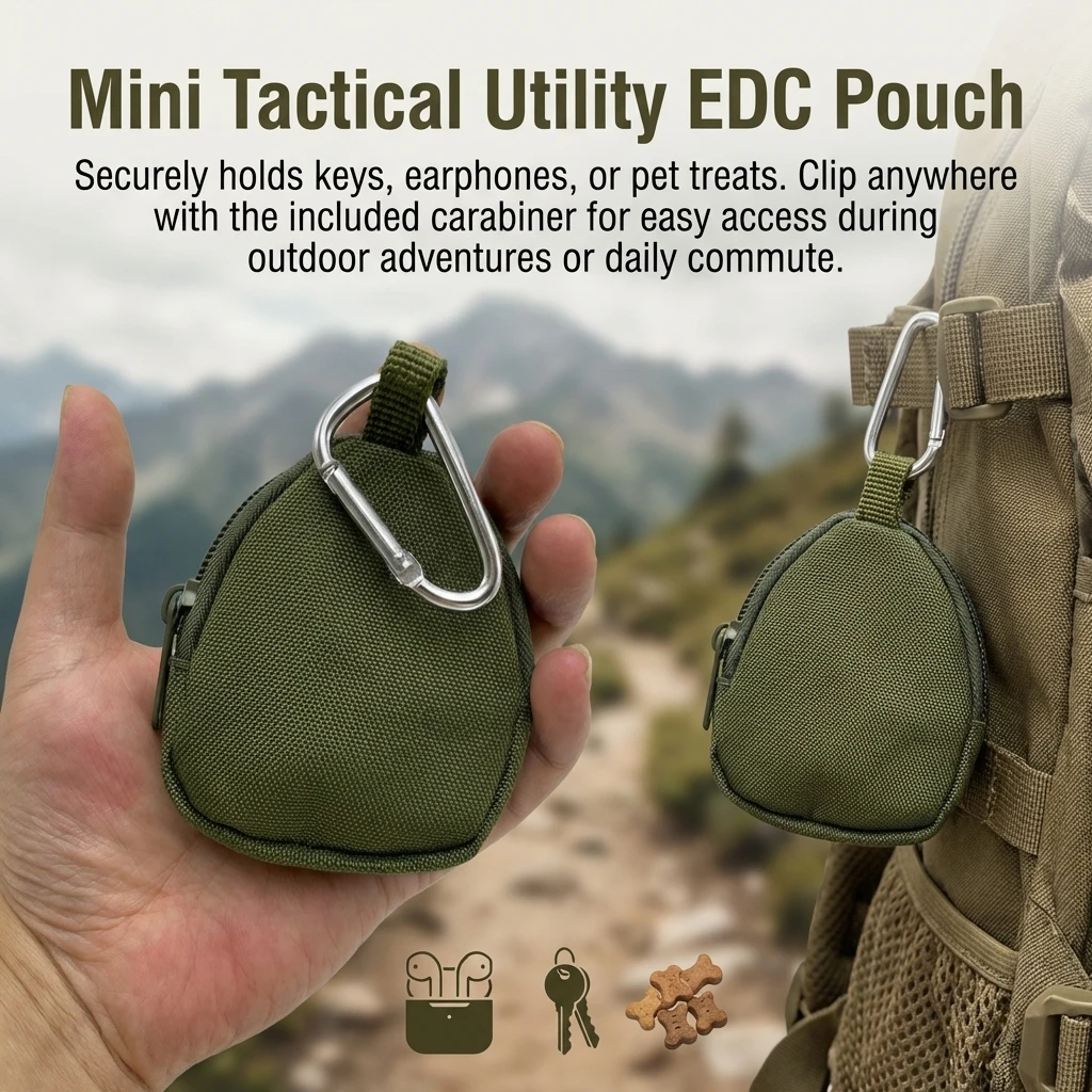 Nylon Mini Key Pouch For Men Women Wallet With Zipper Clip Bag For Headphones Coin Keys Pet Treats Daily Travel Camping Use