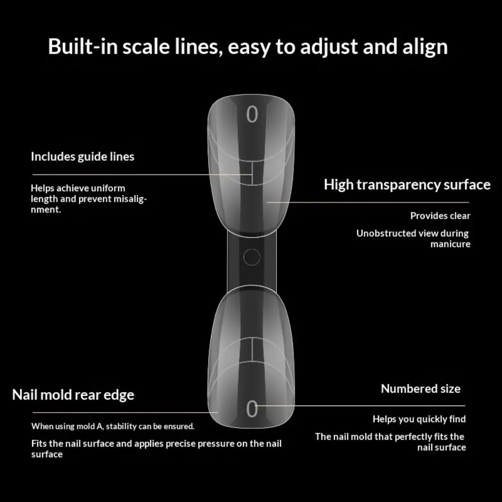 2-in-1 French Nail Dual Forms Almond Shape Inner Arc Line Acrylic Nail Art Mold Oval Shape 14 Sizes Nail Extension Tools