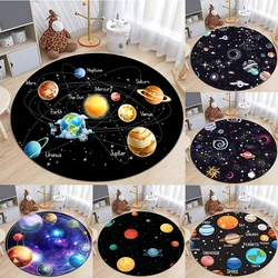 Outer Space Planet Print Round Carpet Bedroom Rug Computer Chair Swivel Floor Mat Living Room Cartoon Children's Room Floor Mat