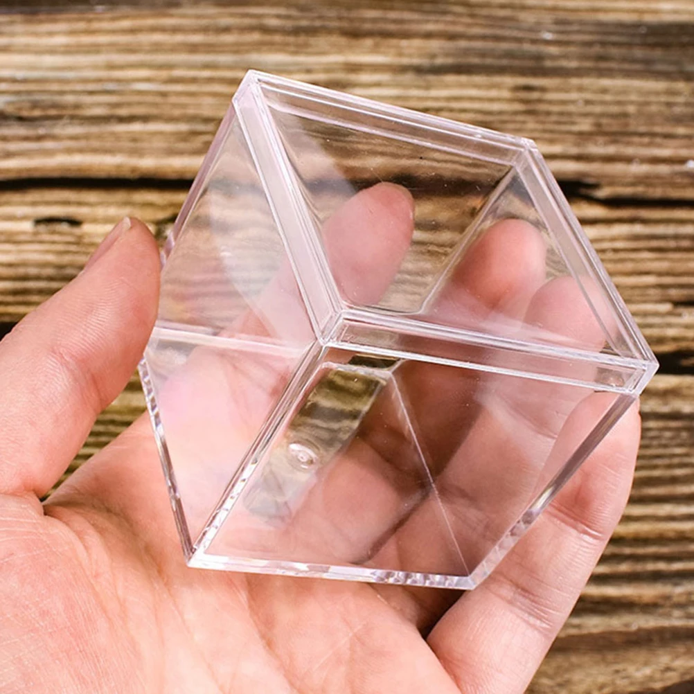 12pcs Clear Acrylic Candy Boxes Square Cubes Storage Boxes Chocolate Biscuits Cookies Packing Boxes Jewelry Wedding Party Favors