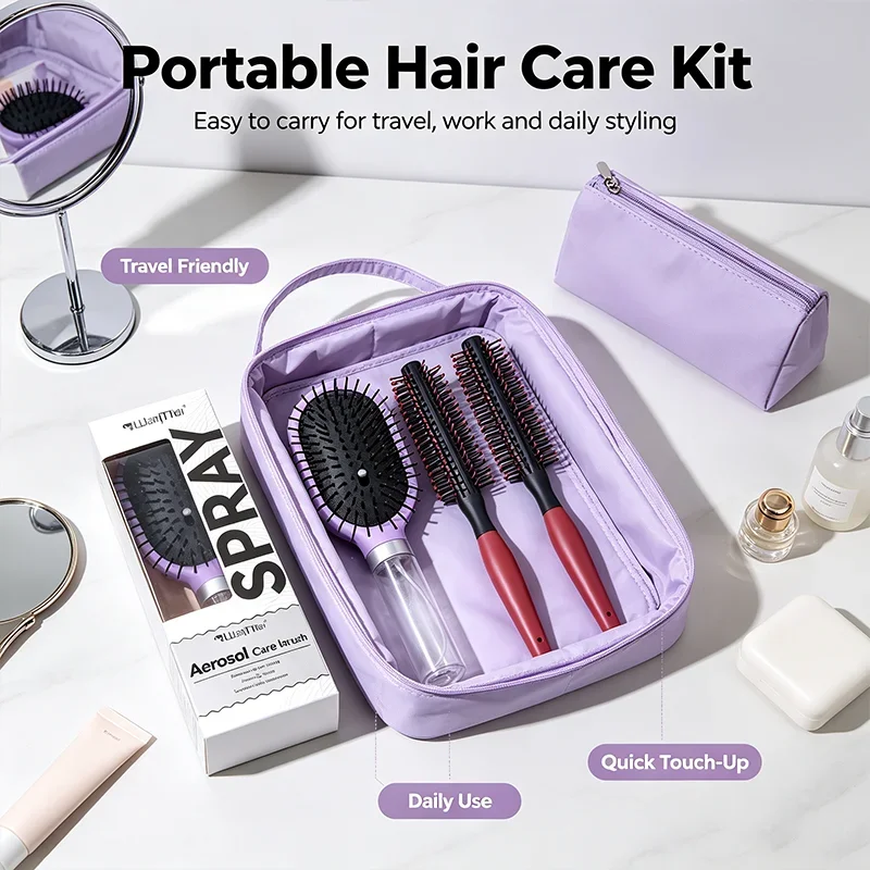 2-in-1 Sprüh-Luftkissen-Haarbürste Lockenroller Anti-Frizz Entwirrungs-Massage-Styling-Tool für trockenes, lockiges und krauses Haar – Detail 3