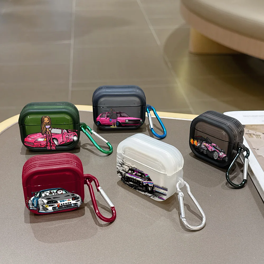 Coole und stilvolle Autoschutzhülle aus durchscheinendem Silikon für Airpods 4 3 Pro 2 1 kabellose Kopfhörer Pro2 Schutzhüllen.
