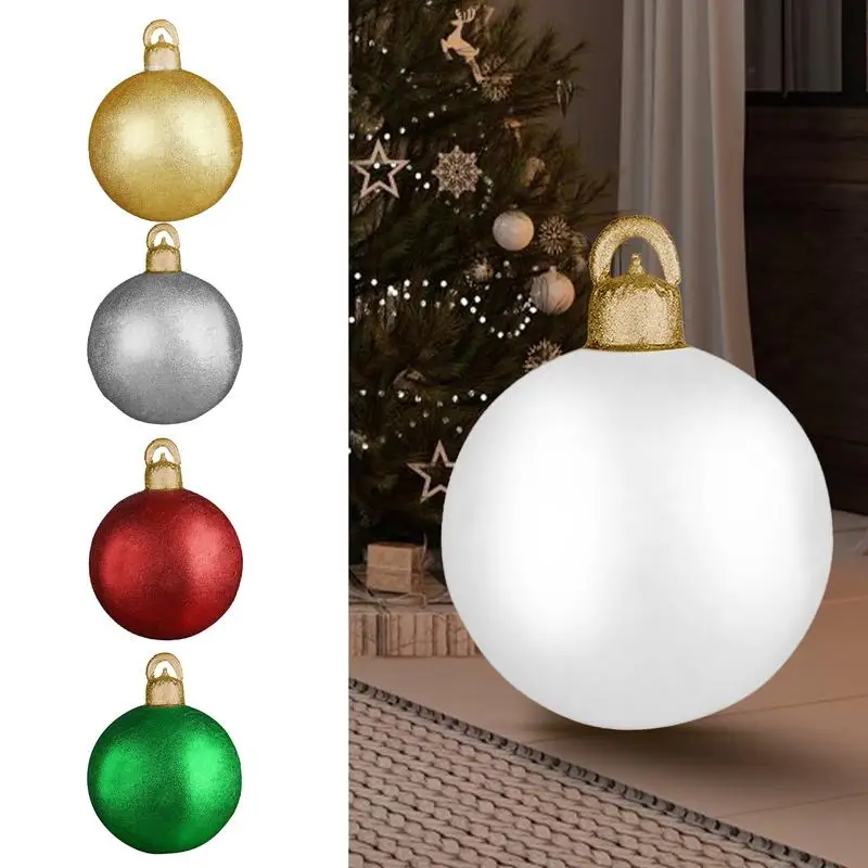 PVC Christmas Balls 17.7 Inches Fun Christmas Yard Decor Oversized Christmas Yard Decorations For Outside