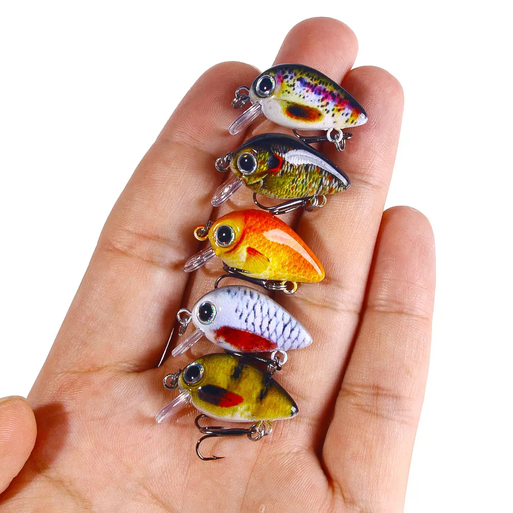 5pcs 2.7cm 1.5g Ultralight Crankbait Fishing Lure Box Kit Micro Wobbler Artificial Hard Bait for Trout Perch Peche Truite