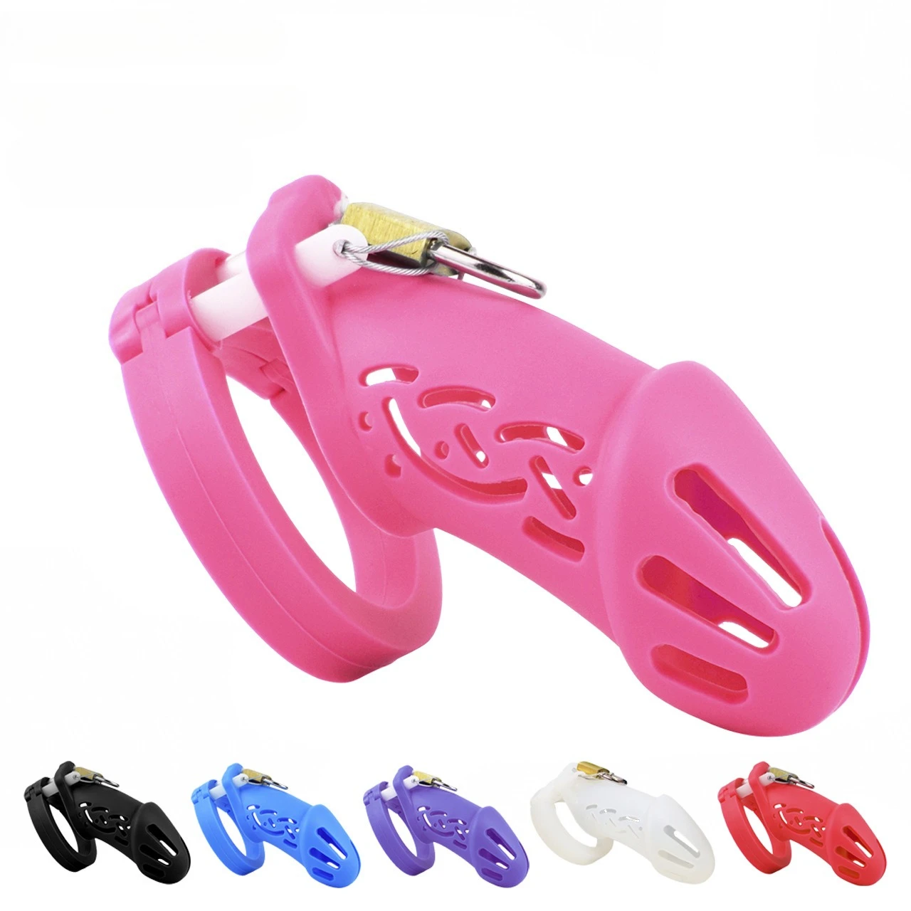 Silicone Chastity Cage Lightweight soft Chastity Belt Male Chastity Devices 5 Cock Rings Bondage Restraint Breathable Penis Cage