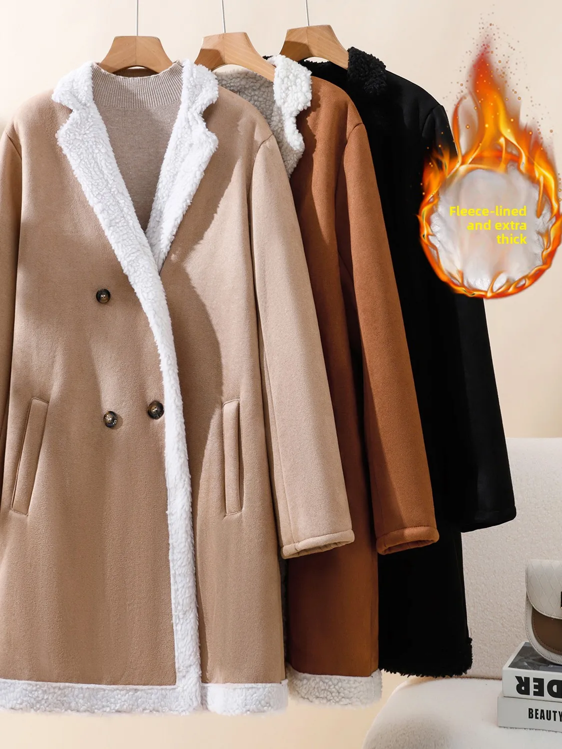 

Korean Brand plus Size Woolen Coat Women's Winter Faion Casual Lapel Medium Length Warm Coat Artistic Sle Loose Fit Long ...