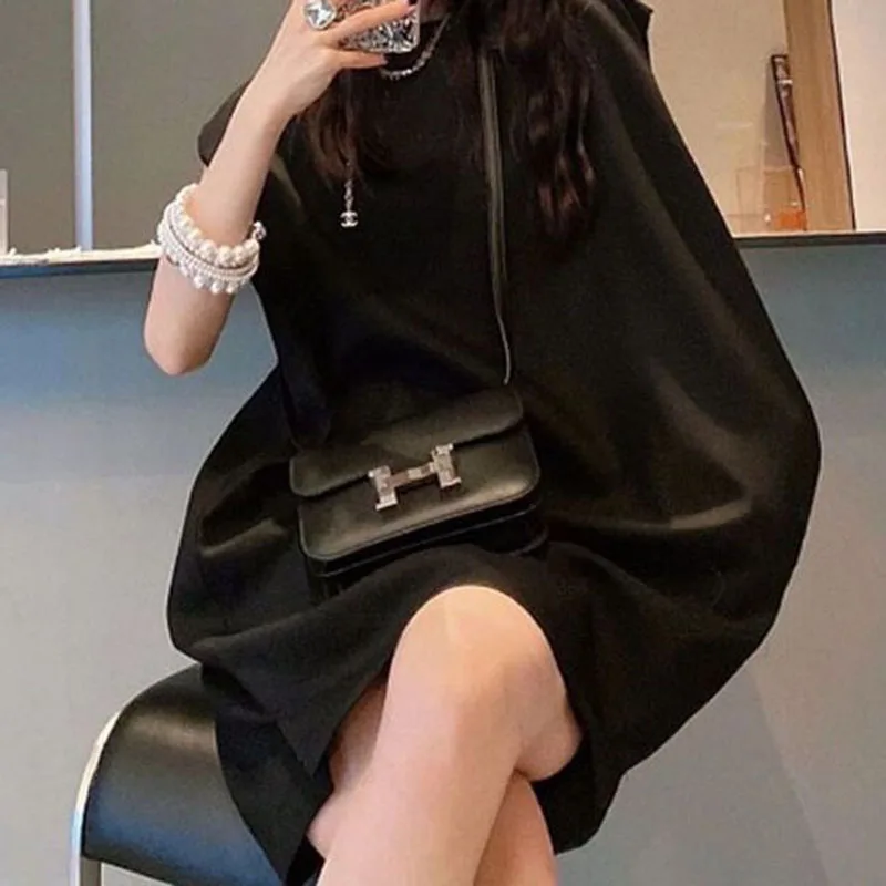 

Gentle French sleeveless dress female summer 2024 new niche design sense temperament loose plus size skirt black dress