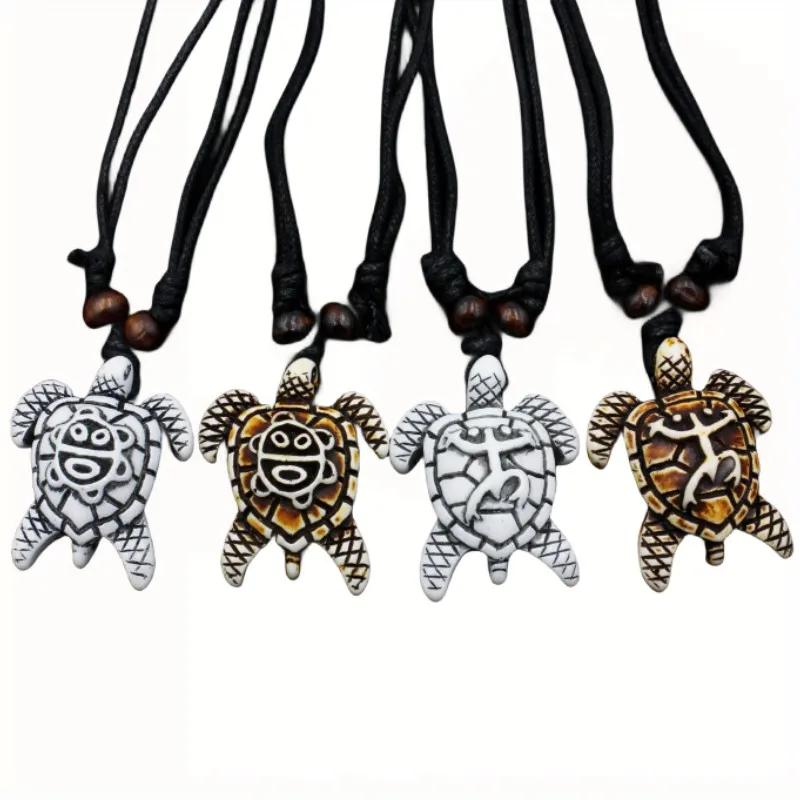 Hawaiin Imitation Yak Knochen geschnitzt Puerto Rico Tribal Sun Coqui Taino Frosch Meeresschildkröte Anhänger Halskette Schmuck Geschenk