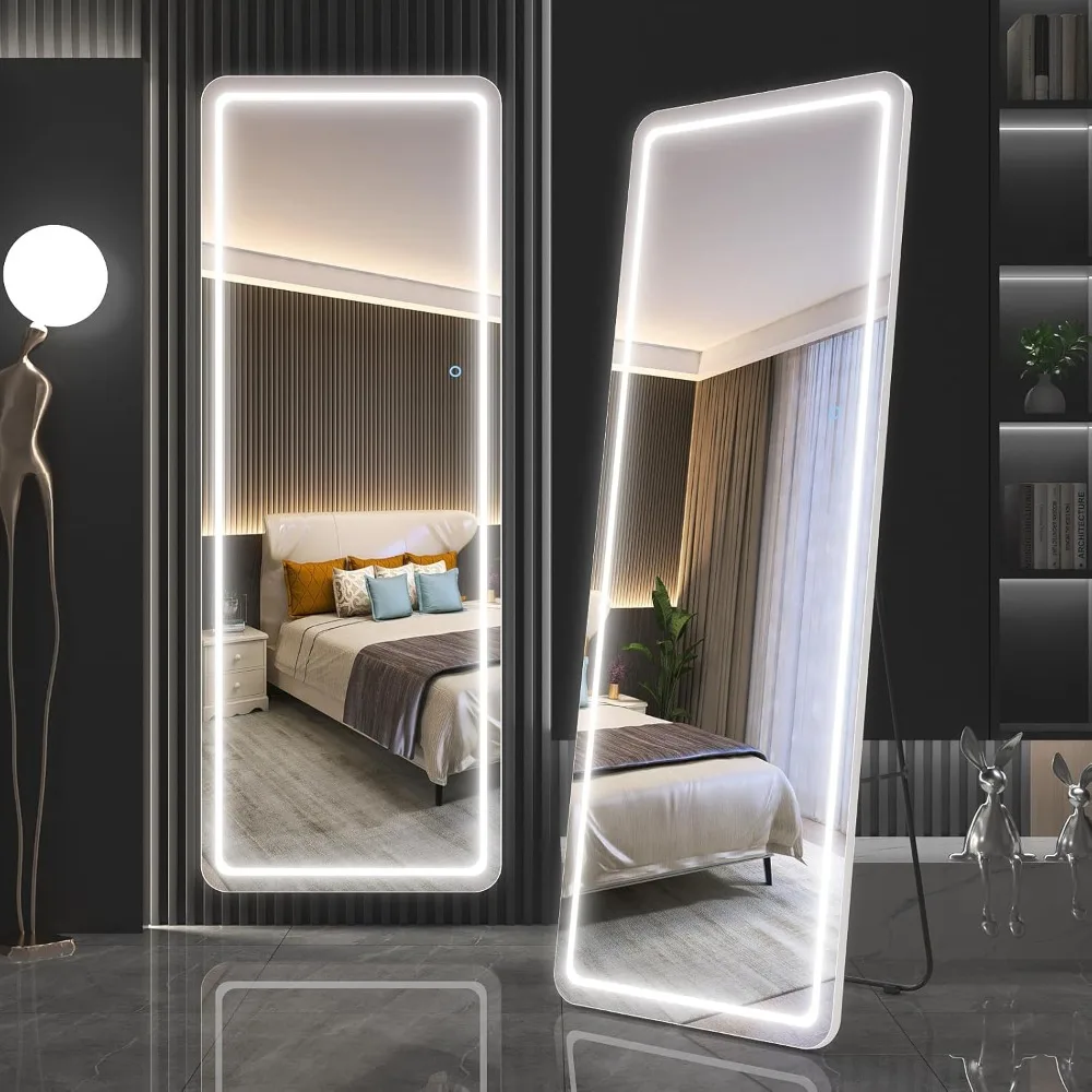 

65"x22" Full Length Floor Mirror LED Whole Body Mirror, Wall Mounted Hanging Mirror with Lights,Makeup Vanity Mirror,Body Mirror