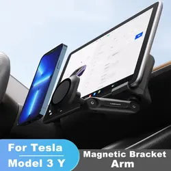 For Tesla Model 3 Y Magnetic Car Phone Holder Mobile Stand Magnet Cellphone Support mobile phone holder extension arm