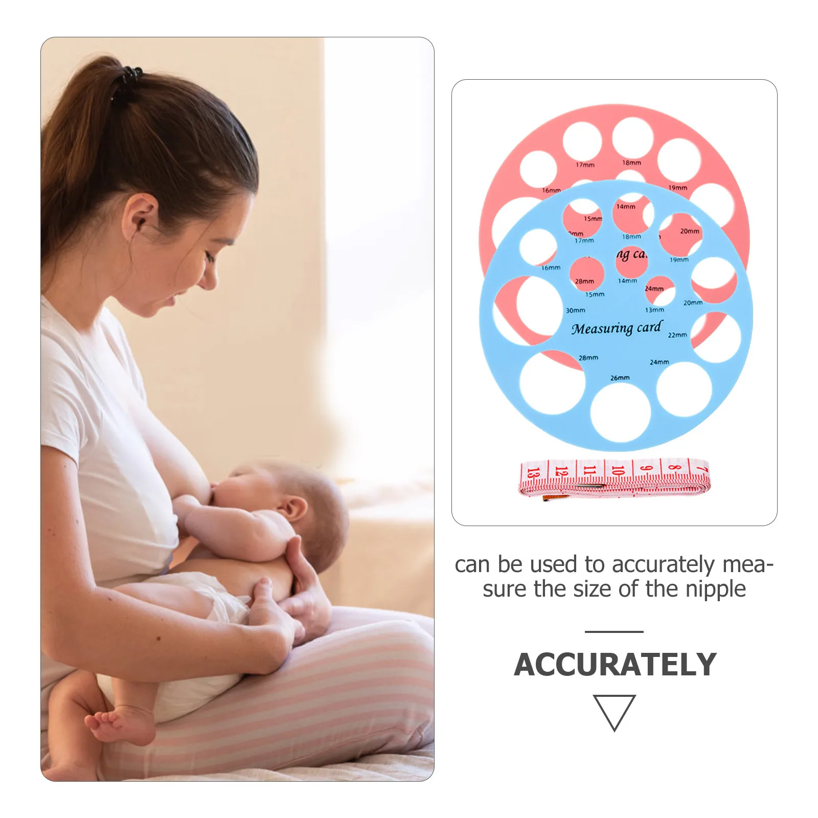 

2Pcs Nipple Measurement Card Silicone Flexible Ruler Baby Pacifier Flange Size Measuring Tool Accurate Nipple Sizer