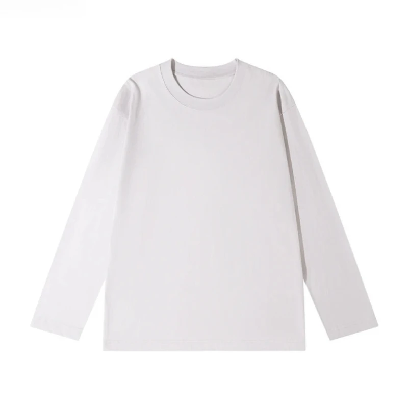 تي شيرت نسائي جديد بأكمام طويلة لعام 2025 تي شيرت نسائي غير رسمي 230 جرام ملابس علوية نسائية أساسية باللون الأبيض والأسود
