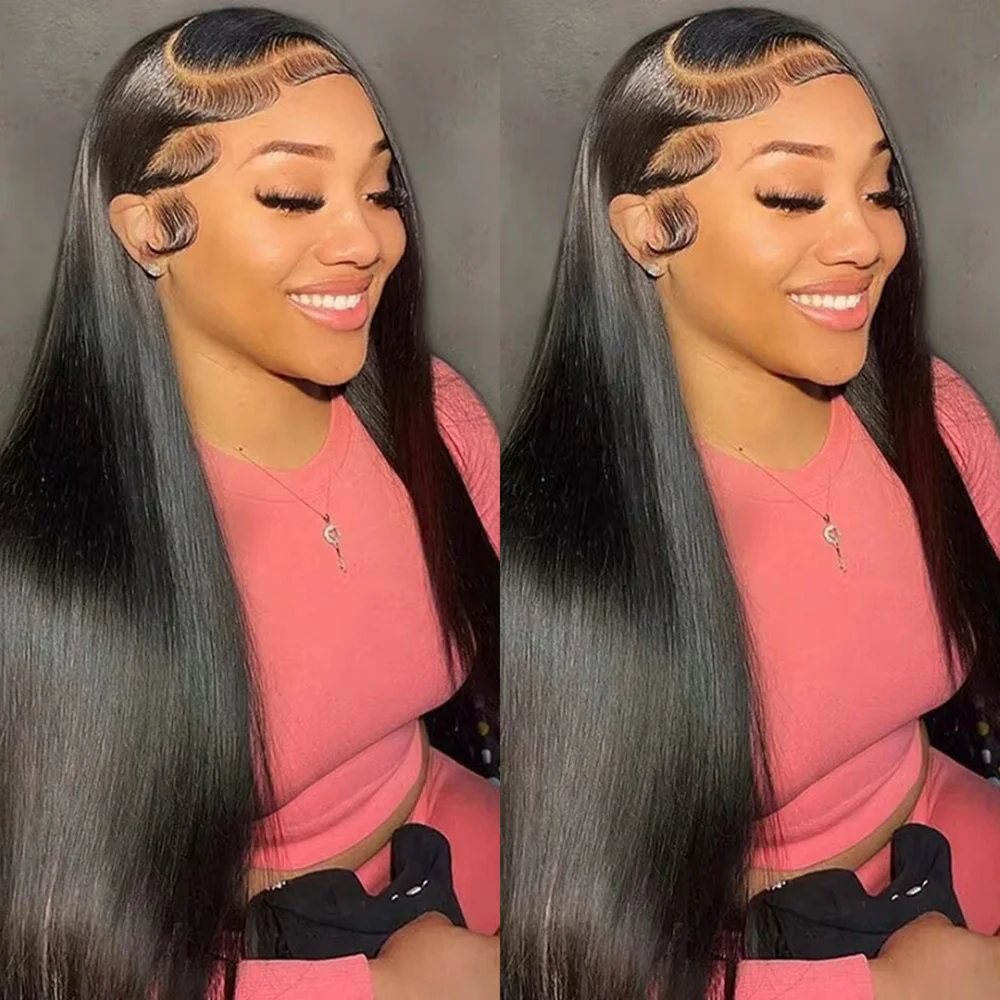 شعر مستعار مستقيم ملتف مسبقًا بدانتيل أمامي عالي الكثافة ، شعر بشري ، 15 أ ، 13 × 4 ، كثافة 15 أ