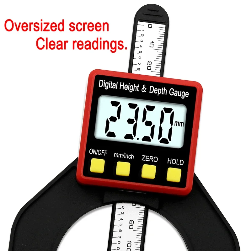 0-80mm Digital Depth height gauge Caliper Digital Tread Depth Gauge LCD Magnetic Self Standing Aperture