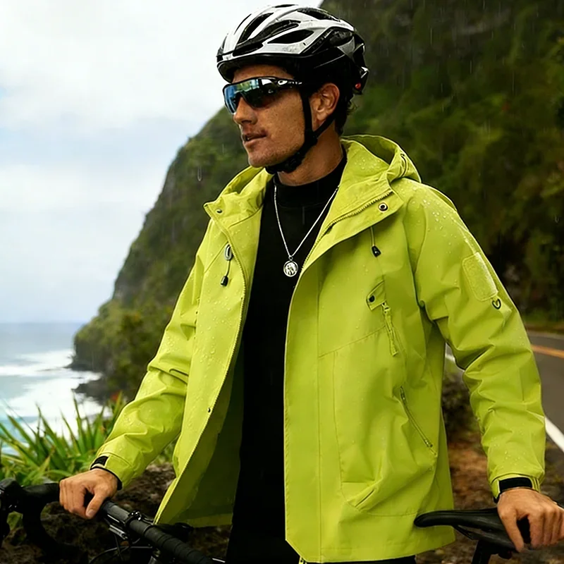 

Men's Hooded Jacket Outdoor Windbreaker Autumn New Softshell Zip Up Windproof Waterproof Mountain Skiing Hiking Camping Jacket