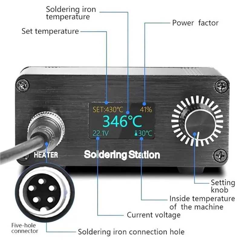ABLA-Professional T12 Portable Mini Digital Soldering Station Soldering Iron Tool Kit For Home Repairing With OLED Display EU