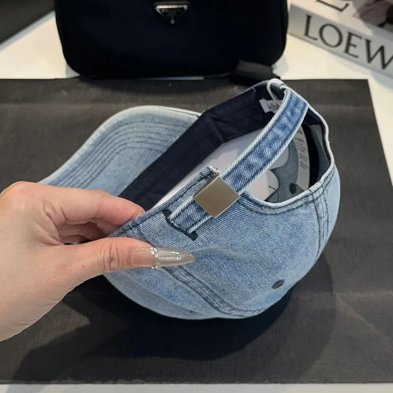 Berretto da baseball in denim di moda per donna uomo visiera parasole esterna regolabile in tinta unita cappello punk hip hop papà camionista coda di cavallo