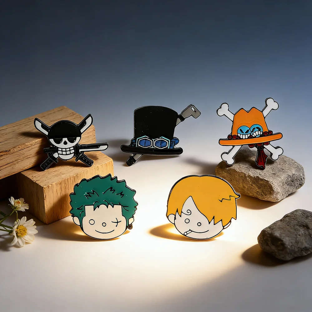 

Anime Enamel Brooch Flames Luffy Ace Zoro Pins Metal Fashion Cute Cartoon Jewelry for Jeans Bag Backpack Decoration
