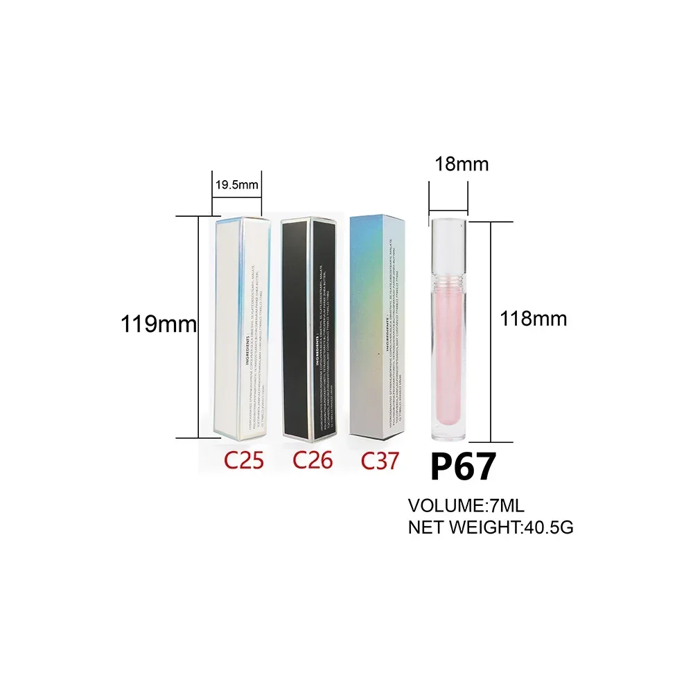 4 ミリリットルリップグロスプライベートラベル顔料長期的なノンスティック防水マット光沢のあるカスタムロゴメイクアップ P67 透明ラウンドチューブ