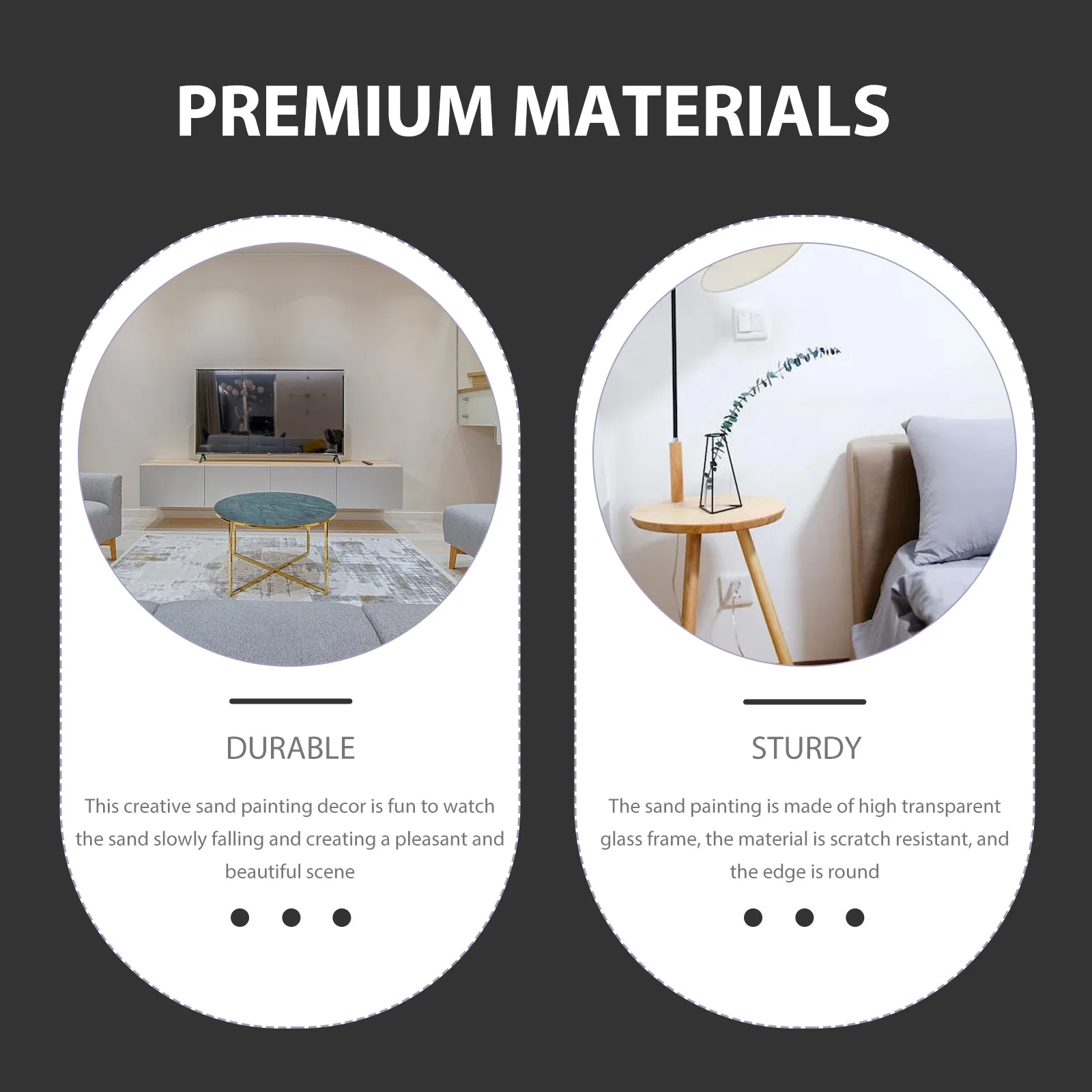 

Quicksand Painting Decorative Living Room Desktop Sand Art Ornament Durable Glass Frame Rotating Sandscape Moving Picture