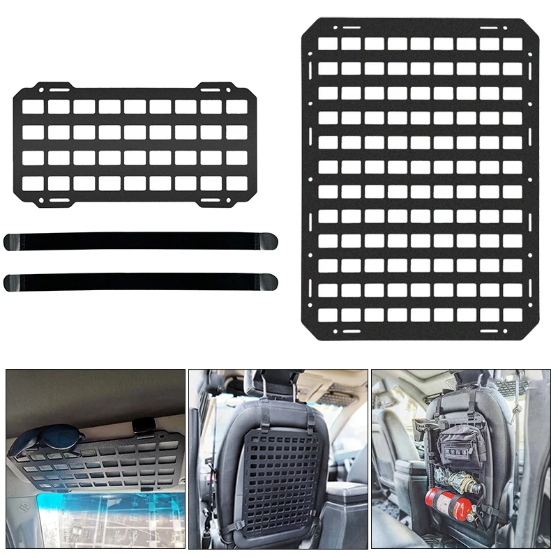 Vehicle Rigid MOLLE Panel for Car Visor/Headrest/Seat Back Organizer PlateTactical Gear Holder EDC Pouch Rack Tool Holster Mount